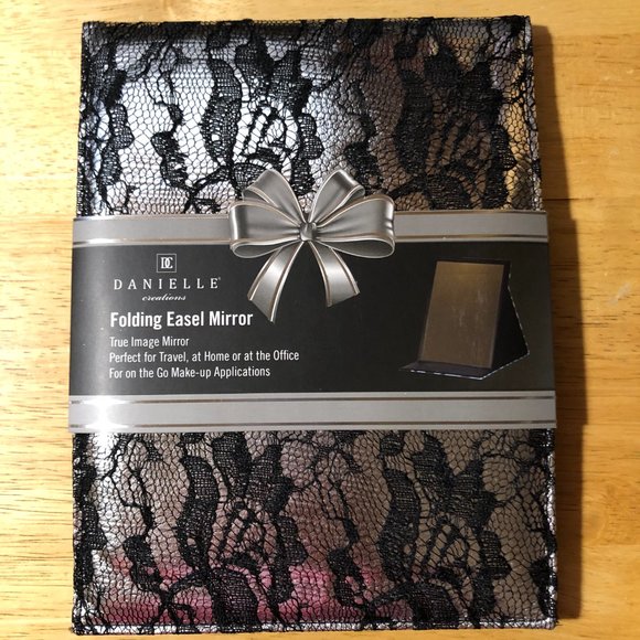 NWT Danielle Pink Gold Silver Lace Travel Home Folding Easel Mirror Lot of 3 - Picture 4 of 7